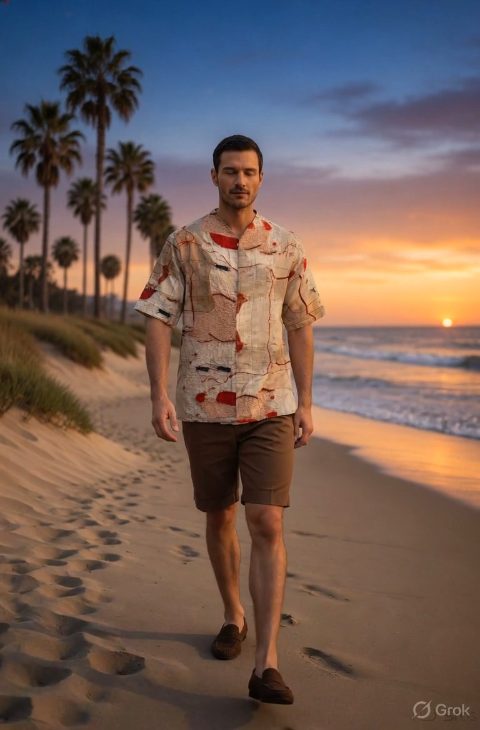 Textile Threads Printed Baseball Coller Shirt